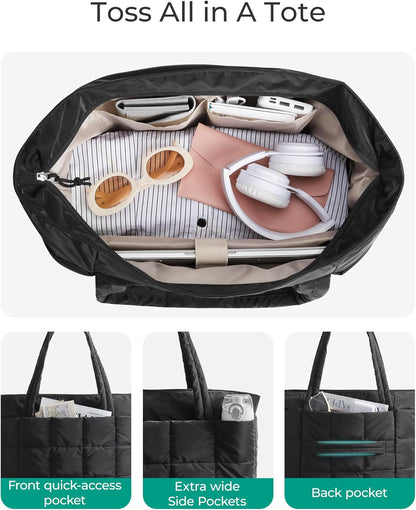 tote-style open top with dual carry handles for fast access
