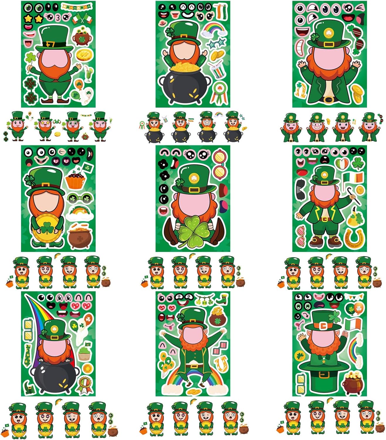 Totorlodge St. Patrick's Day Waterproof Face Stickers – Weather-Resistant Irish Craft Decoration for Backyard Parties and Picnic Tables