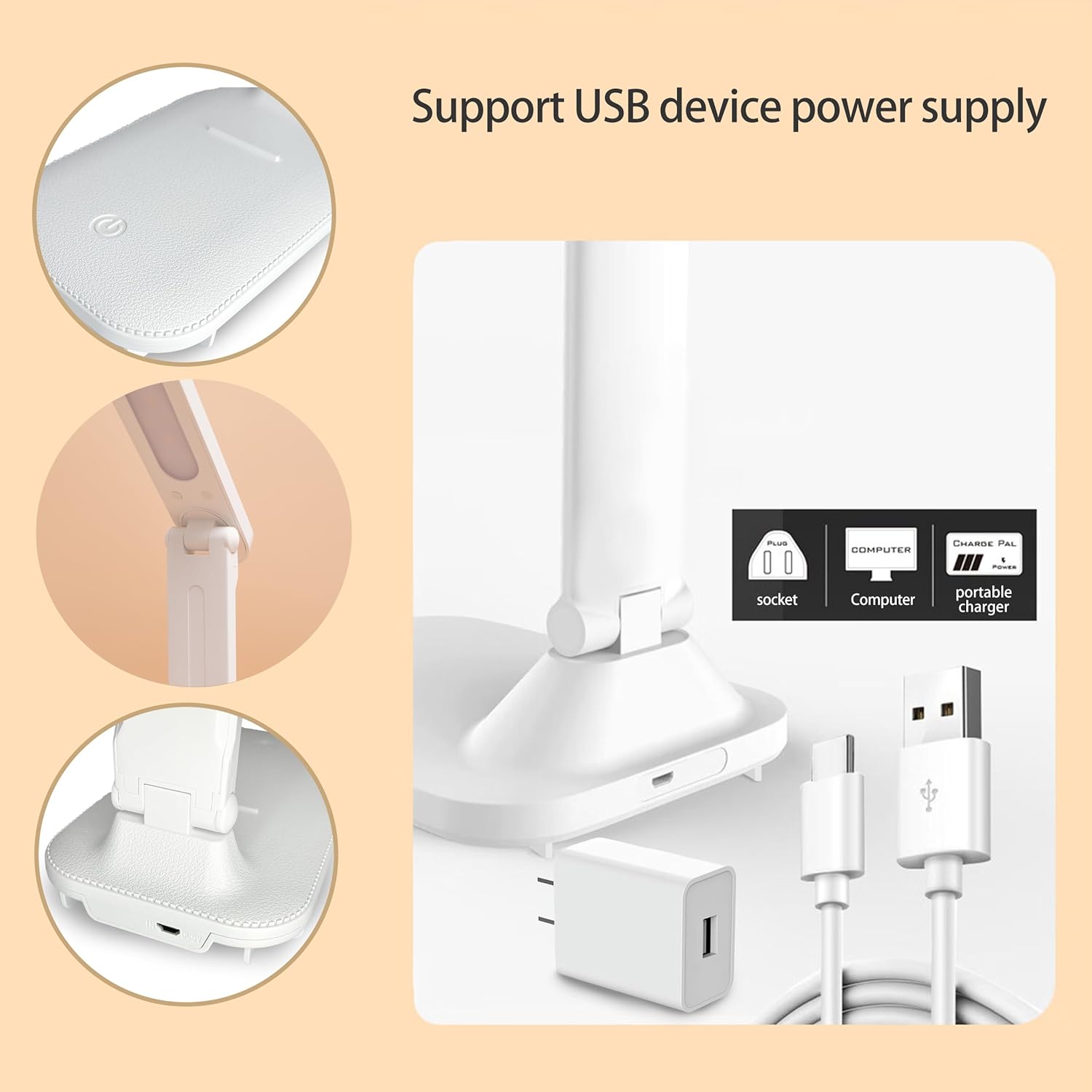 touch-sensitive control panel on the lamp base