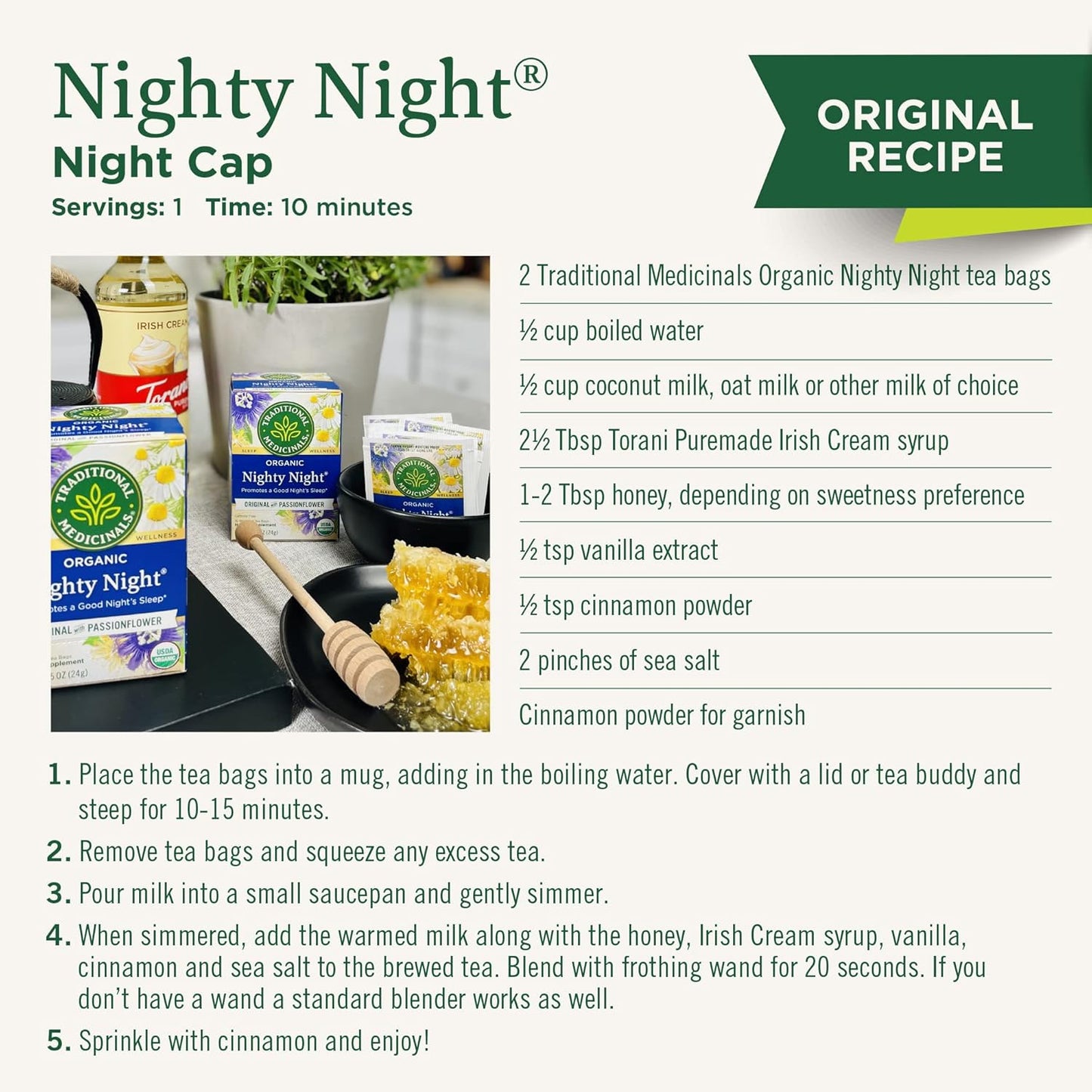 Traditional Medicinals Nighty Night Extra – Relaxing Mother's Day Gift Tea for Stress Relief, 16 Bags