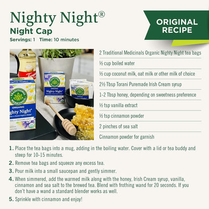 Traditional Medicinals Nighty Night Extra – Relaxing Mother's Day Gift Tea for Stress Relief, 16 Bags