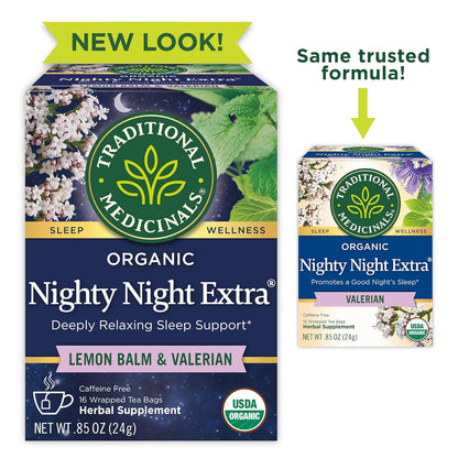 Traditional Medicinals Nighty Night Extra – Relaxing Mother's Day Gift Tea for Stress Relief, 16 Bags
