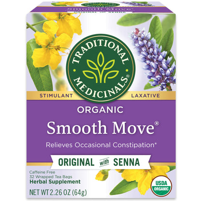 Traditional Medicinals Smooth Move – Caffeine-Free Herbal Tea for a Calming Pre-Sleep Wellness Routine