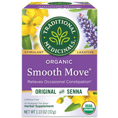 Traditional Medicinals Smooth Move – Caffeine-Free Herbal Tea for a Calming Pre-Sleep Wellness Routine