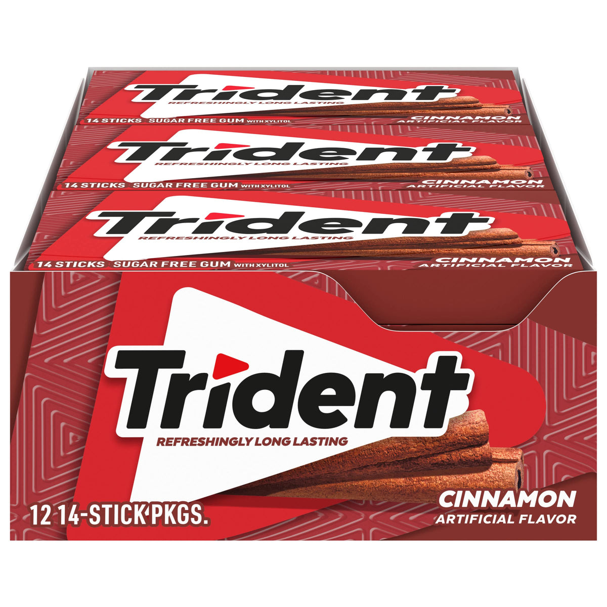 Trident Cinnamon Sugar Free Gum, 12 Packs of 14 Pieces (168 Total Pieces)
