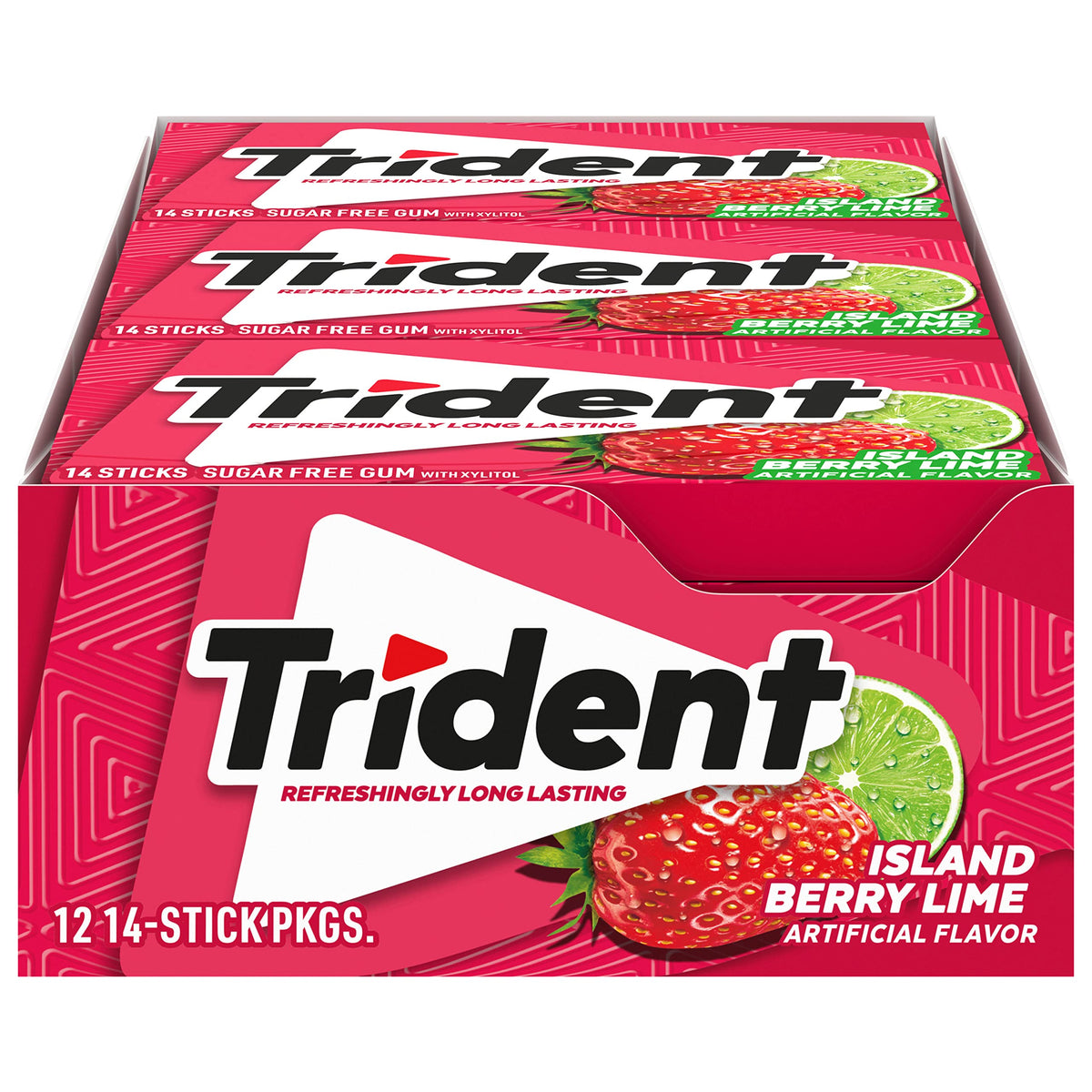 Trident Island Berry Lime Sugar-Free Chewing Gum, 12 Packs of 14 Pieces (168 Total Pieces)