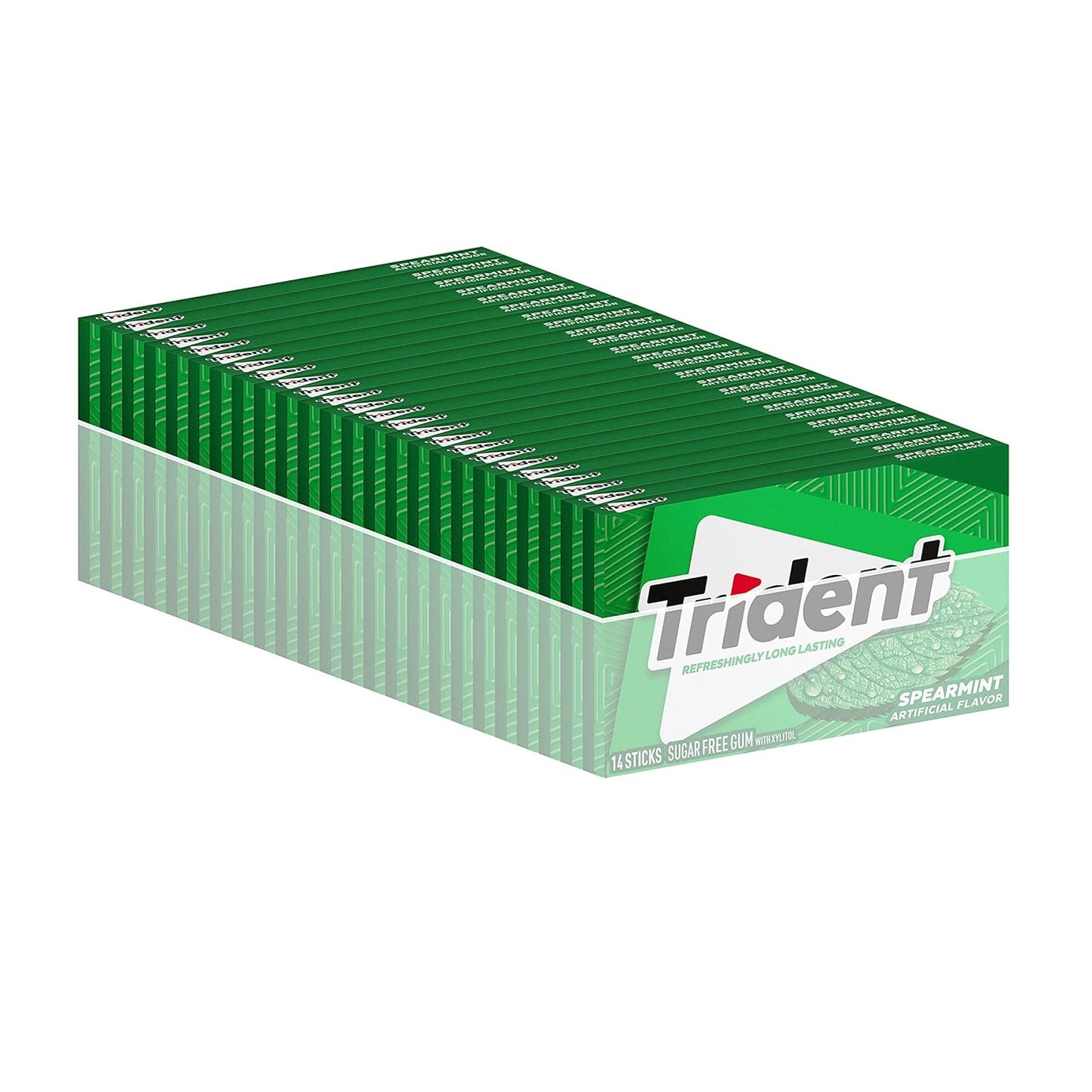 Trident Spearmint Sugar-Free Chewing Gum for Office Productivity, Bulk 24 Packs of 14 Pieces for Reception and Break Room