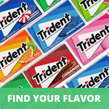 Trident Spearmint Sugar-Free Chewing Gum for Office Productivity, Bulk 24 Packs of 14 Pieces for Reception and Break Room