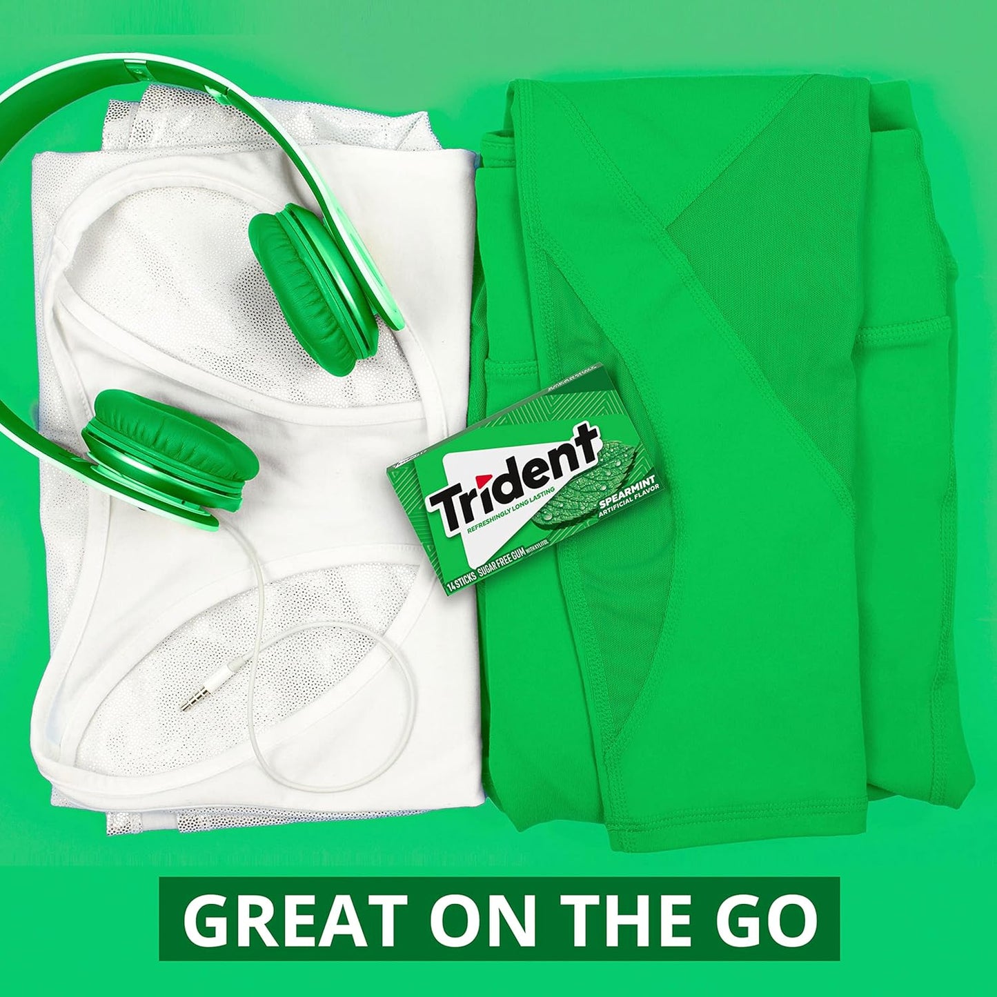 Trident Spearmint Sugar-Free Chewing Gum for Office Productivity, Bulk 24 Packs of 14 Pieces for Reception and Break Room
