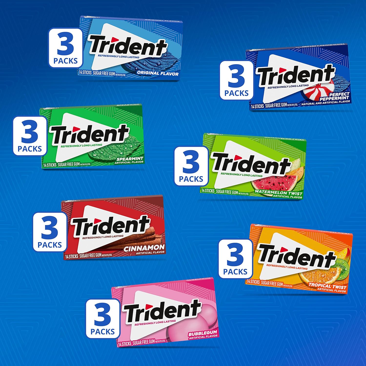 Trident Sugar-Free Chewing Gum Variety Pack – Thoughtful Birthday Gift for Her, 21 Individually Wrapped Packs