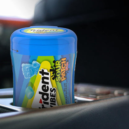 Trident Vibes SOUR PATCH KIDS Blue Raspberry Sugar-Free Gum – Lunchbox Treat for School Kids, 4-Bottle Value Pack of 160 Pieces
