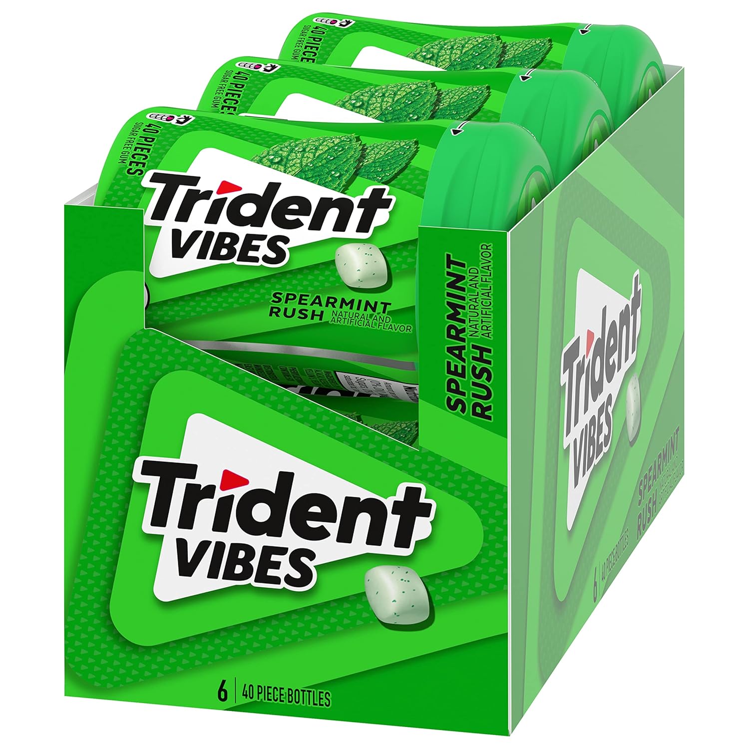 Trident Vibes Spearmint Rush Sugar-Free Chewing Gum – Office Desk Refresh for Meetings and Client Calls, 240 Pieces