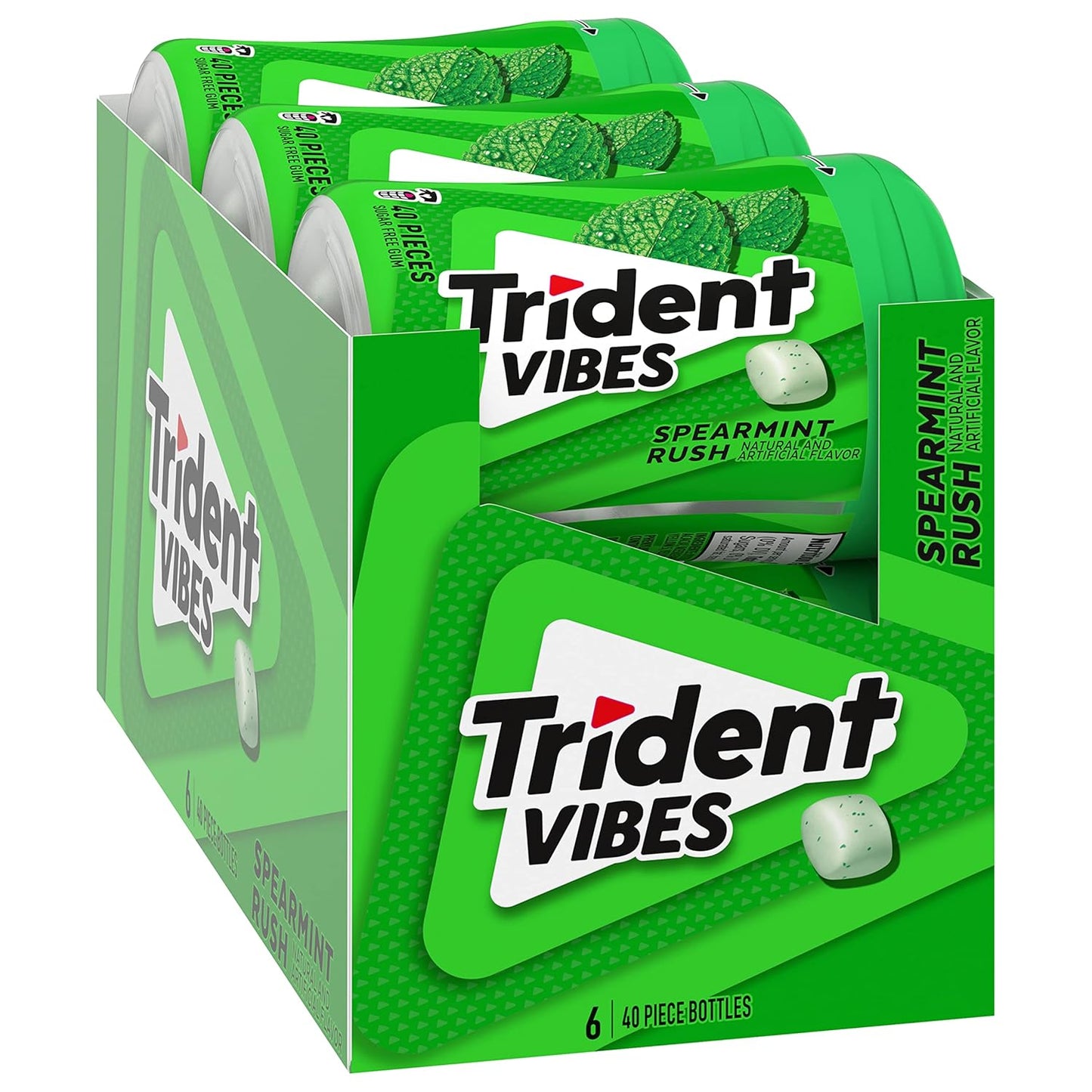 Trident Vibes Spearmint Rush Sugar-Free Chewing Gum – Office Desk Refresh for Meetings and Client Calls, 240 Pieces