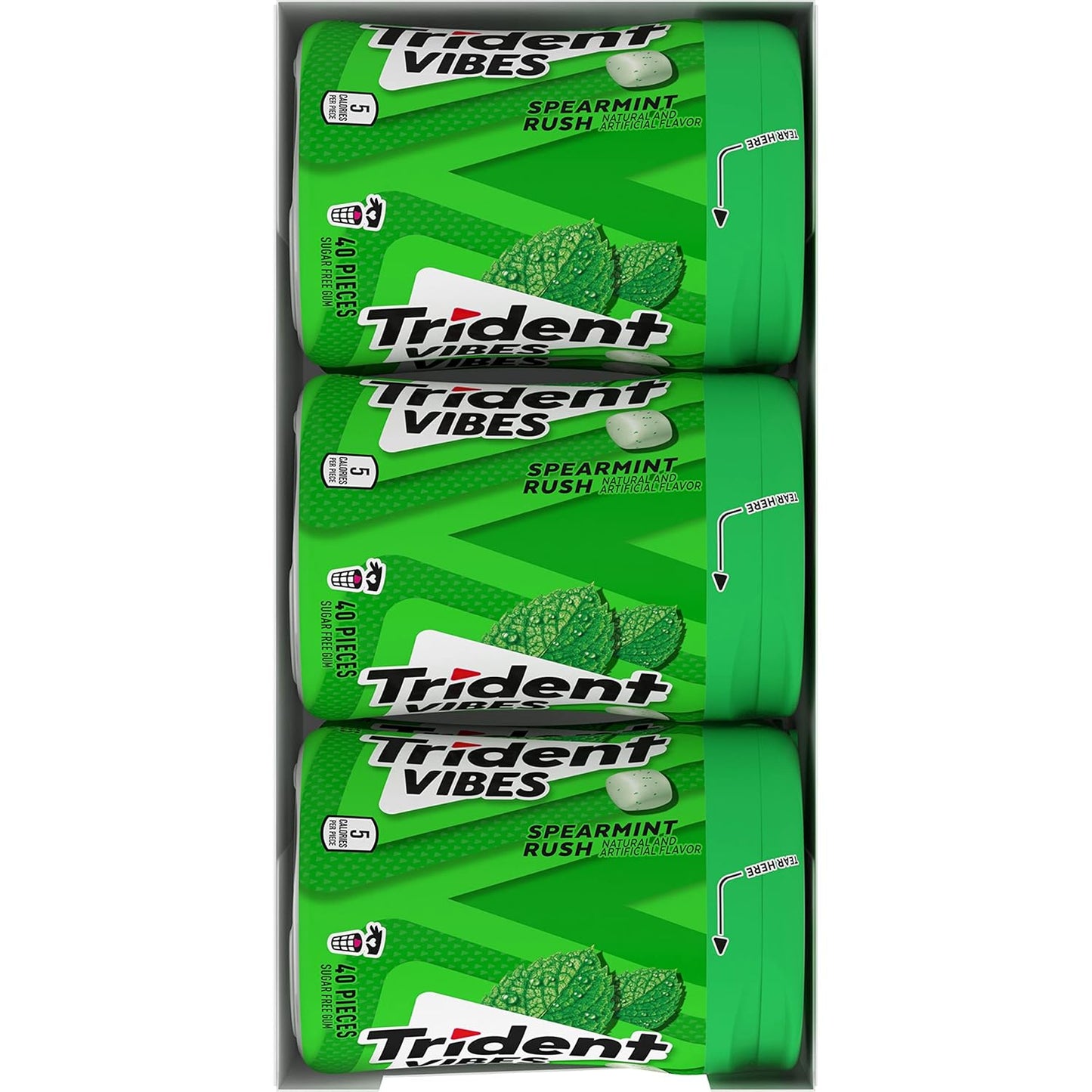 Trident Vibes Spearmint Rush Sugar-Free Chewing Gum – Office Desk Refresh for Meetings and Client Calls, 240 Pieces
