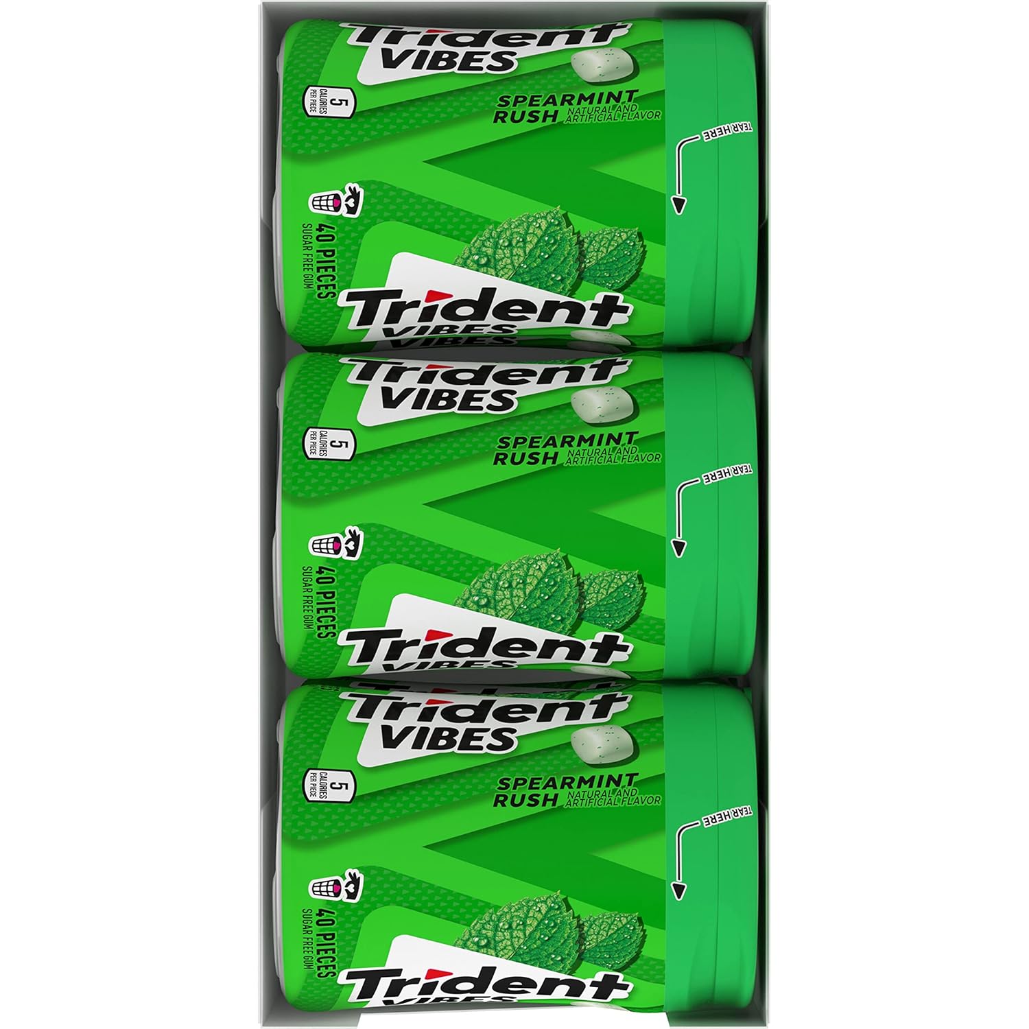 Trident Vibes Spearmint Rush Sugar-Free Chewing Gum – Office Desk Refresh for Meetings and Client Calls, 240 Pieces