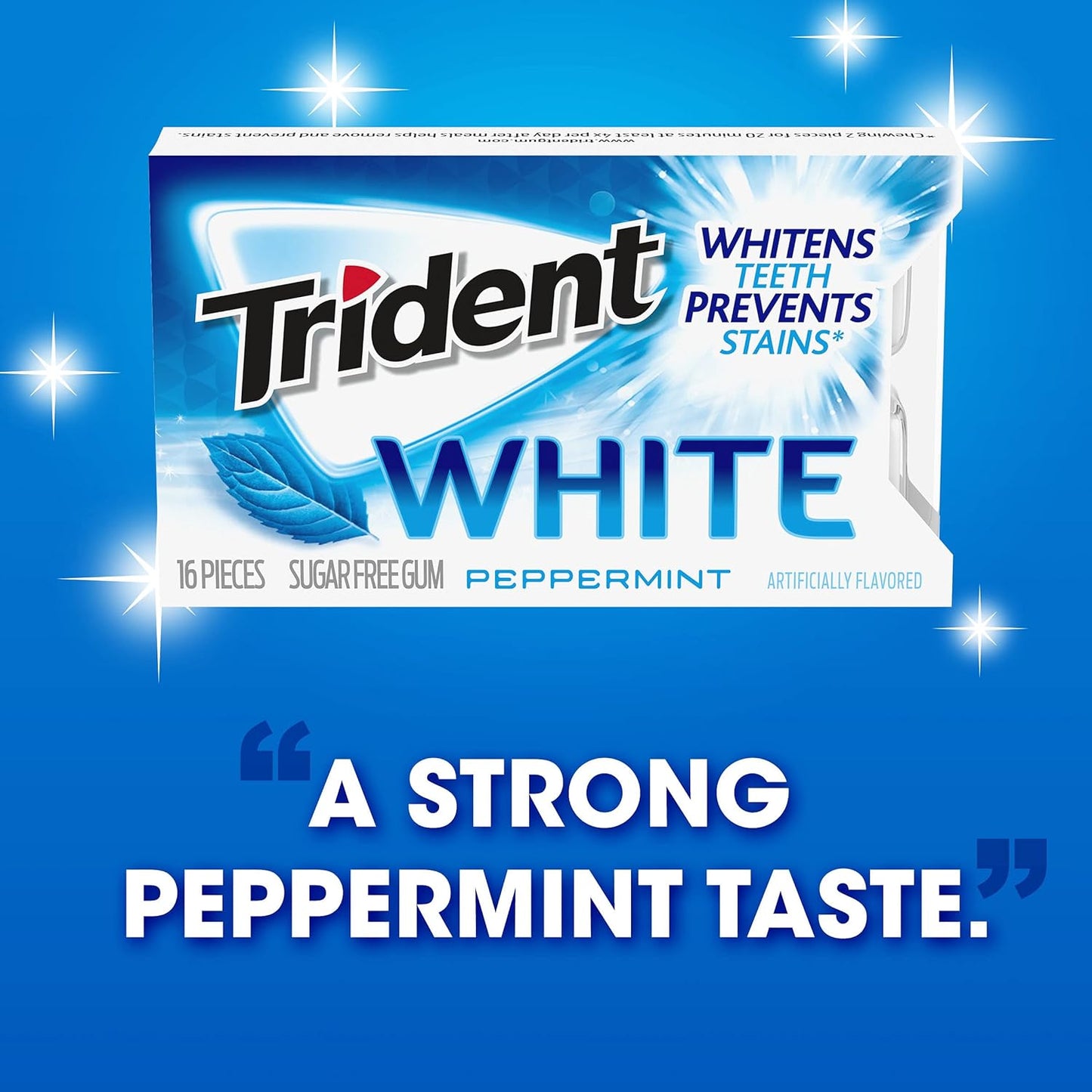Trident White Sugar-Free Gum – Desk-Side Focus Companion for Workday Freshness, 9 Packs of 16 Pieces