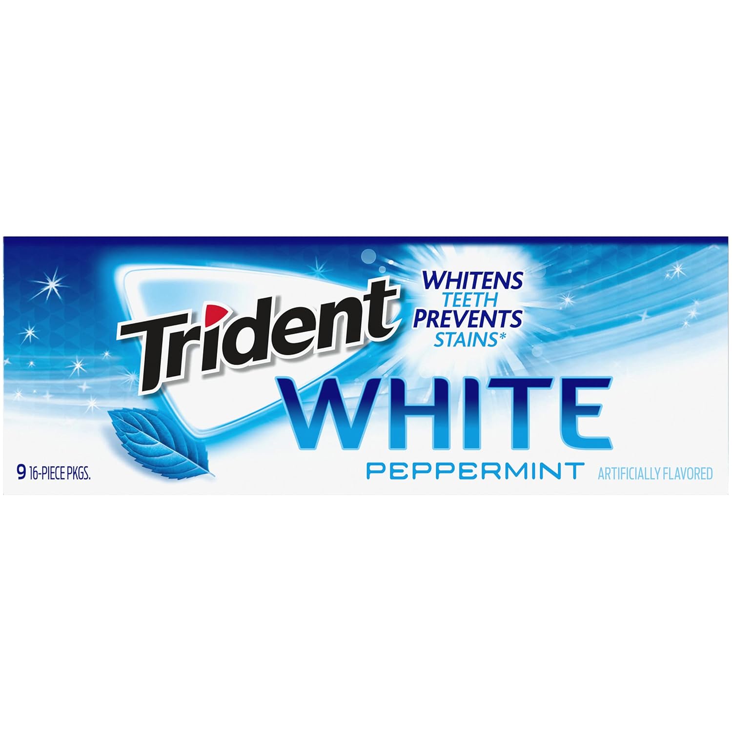 Trident White Sugar-Free Gum – Desk-Side Focus Companion for Workday Freshness, 9 Packs of 16 Pieces