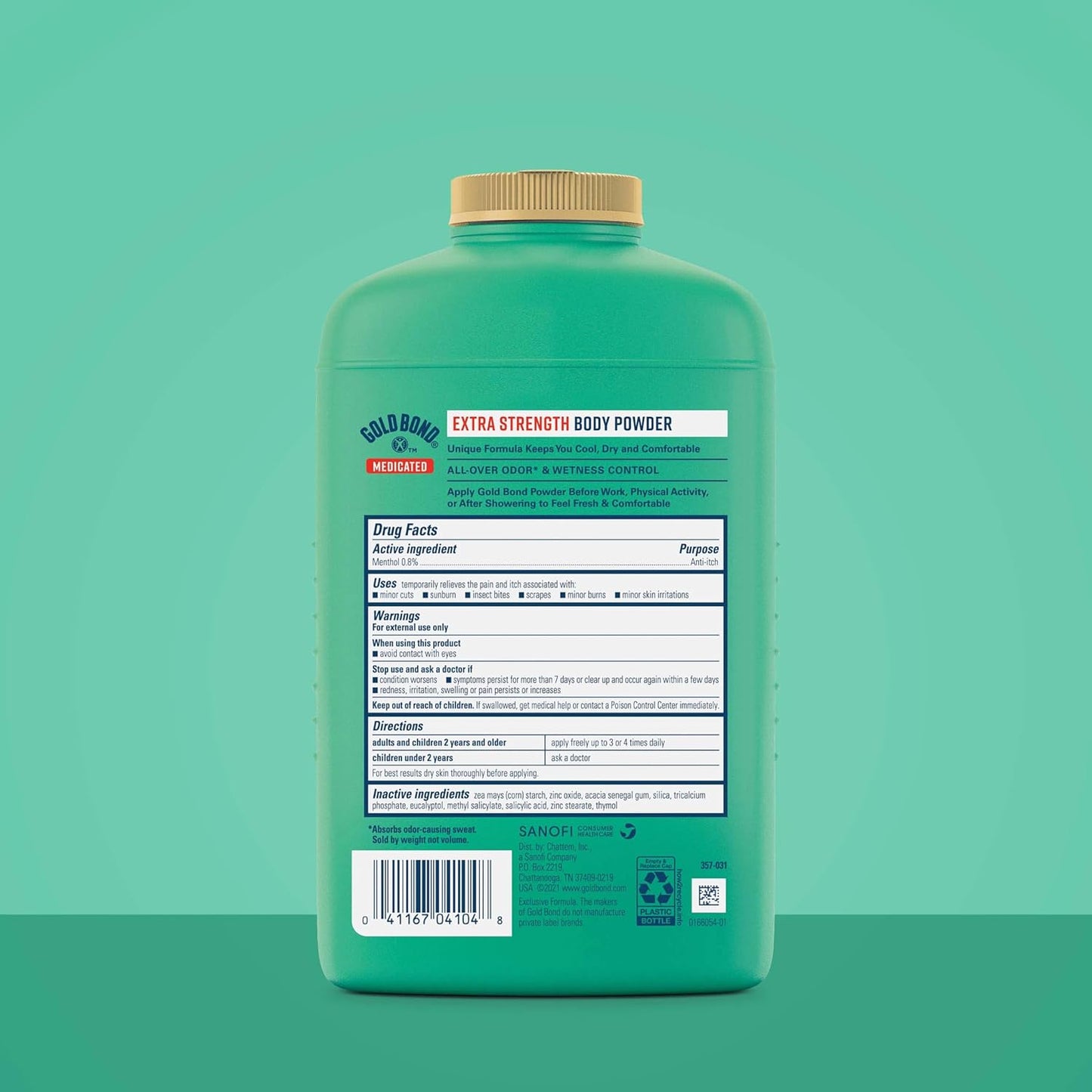 triple-action formula: cools, absorbs moisture, and relieves itch