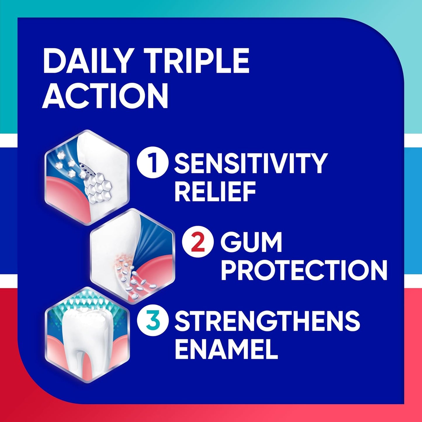 triple-action formula: rehardens enamel, protects from dietary acids, and targets plaque bacteria
