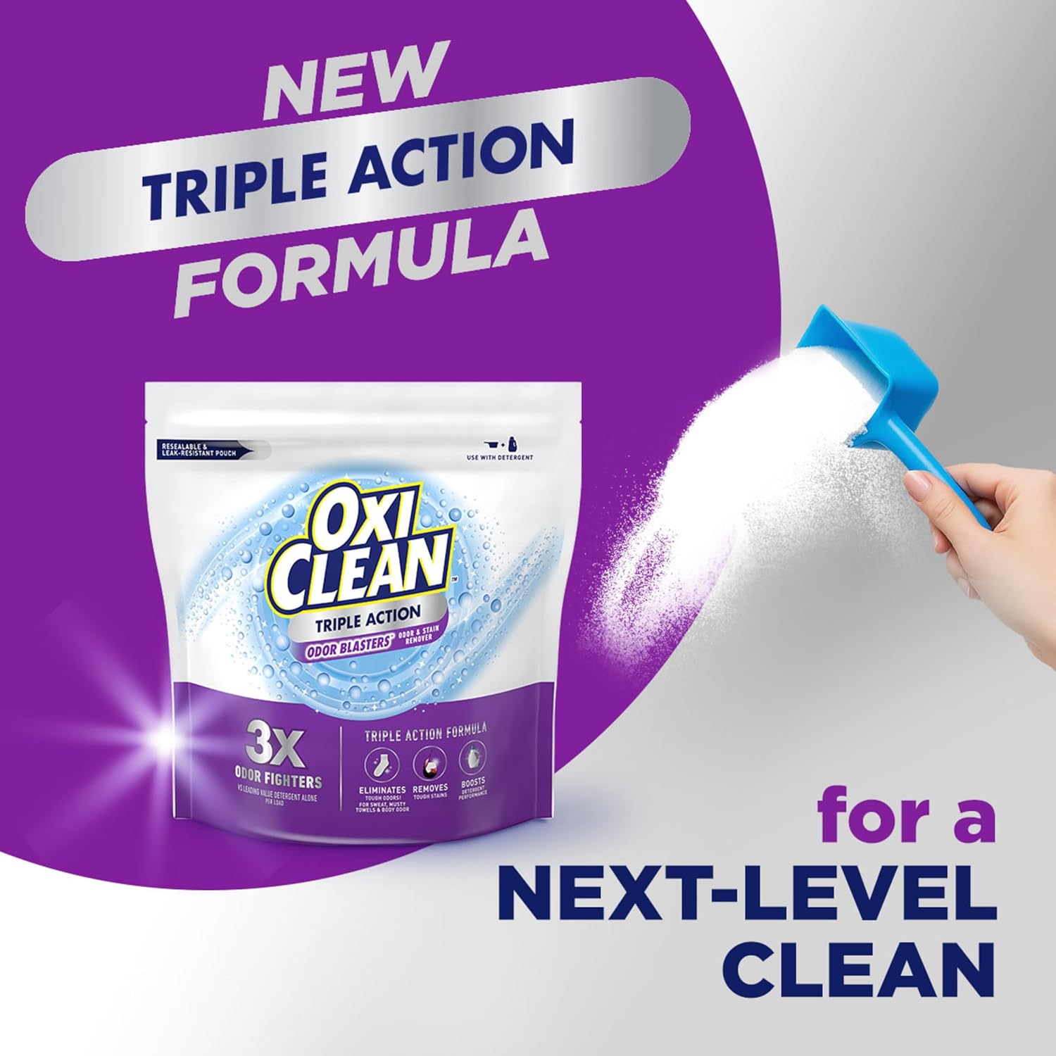 triple-action odor fighting chemistry targeting sweat, mildew, and body odor at the source
