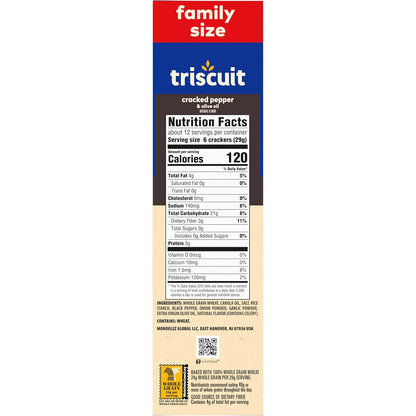 Triscuit Cracked Pepper & Olive Oil Crackers – Portable Snack for Picnics and Car Trips