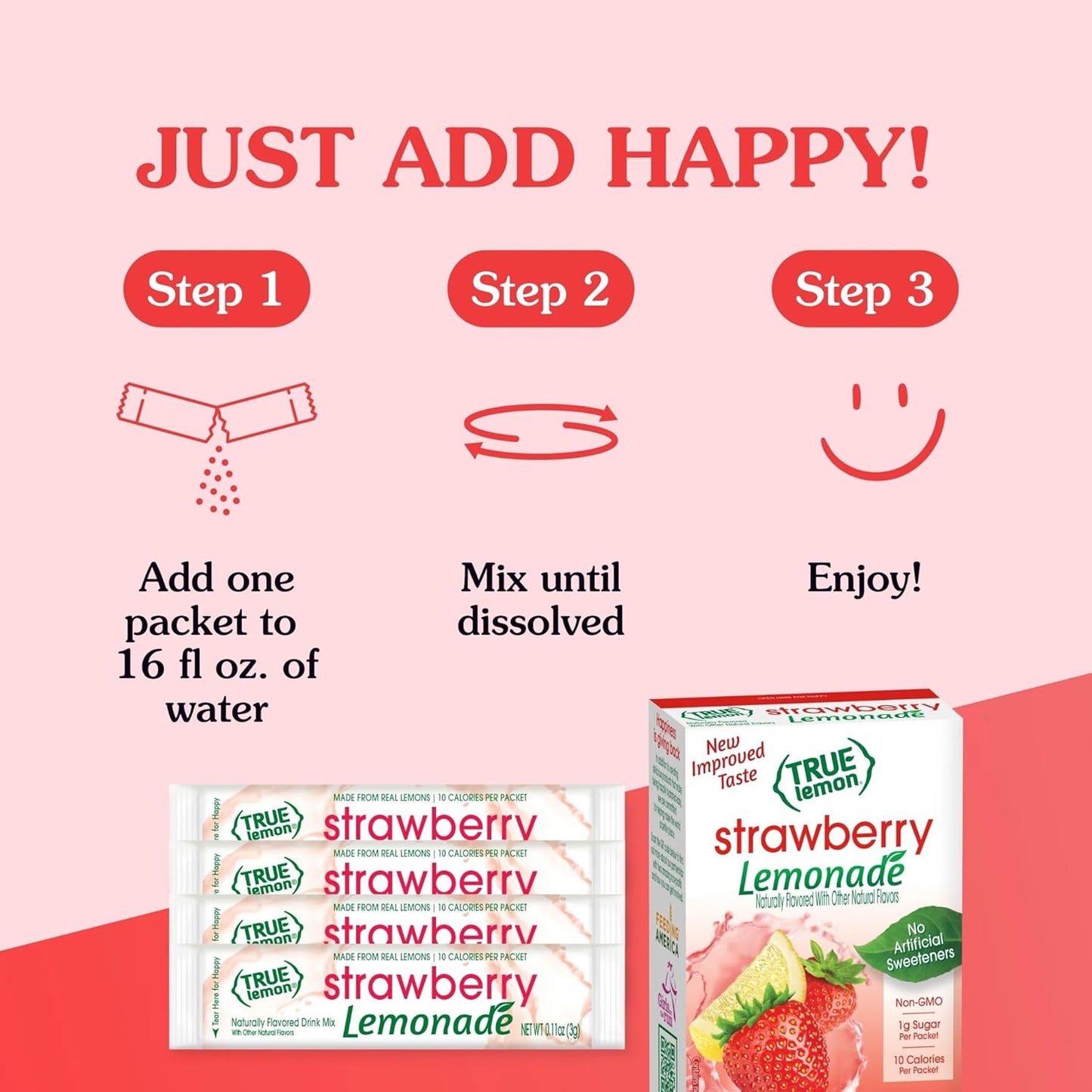 True Citrus True Lemon Strawberry Lemonade Drink Mix – Healthy Lunchbox Hydration for Kids and Parents