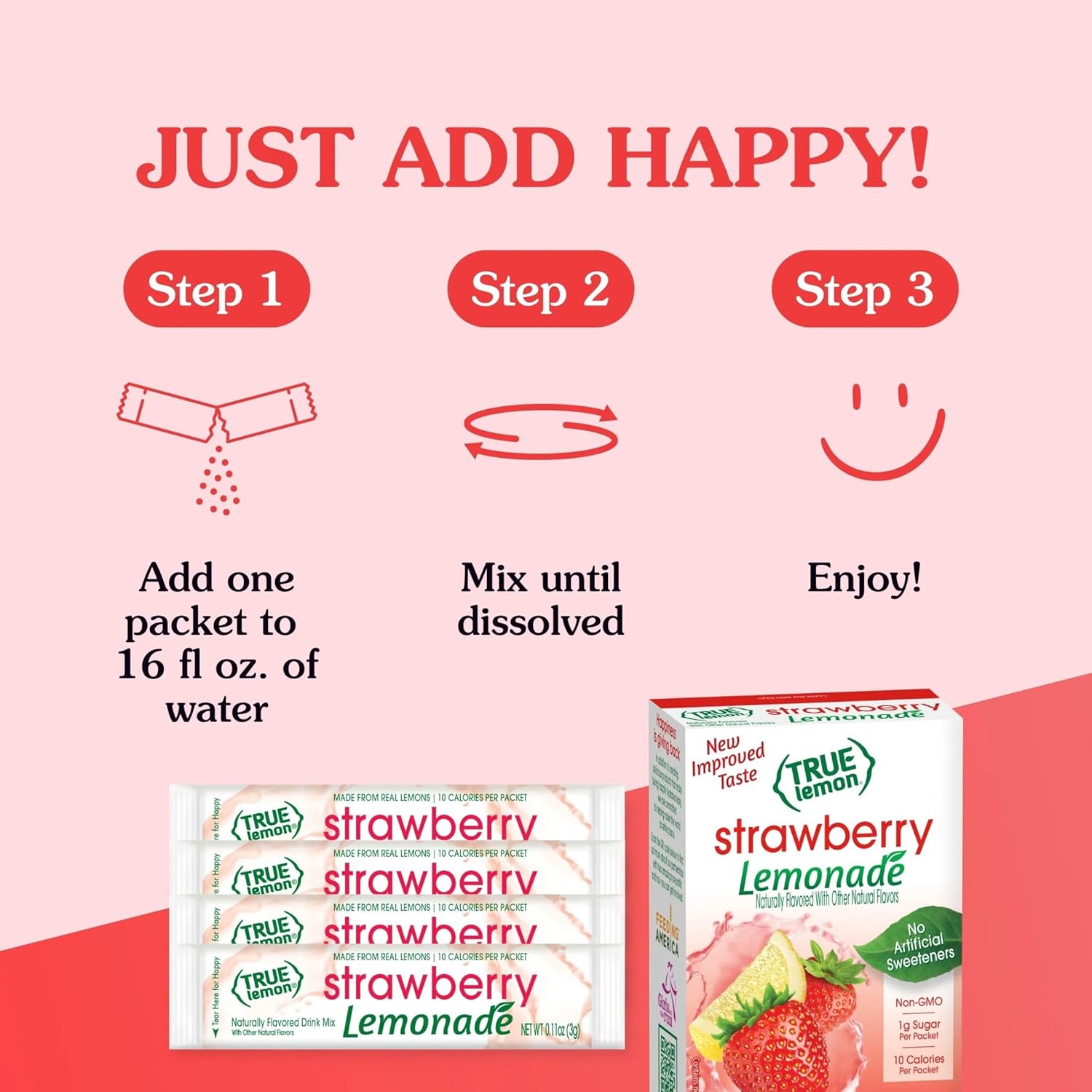True Citrus True Lemon Strawberry Lemonade Drink Mix – Healthy Lunchbox Hydration for Kids and Parents