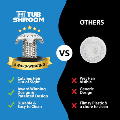 TubShroom Ultra Combo – Practical Housewarming Gift for New Homeowners, Stainless Steel Hair Catcher
