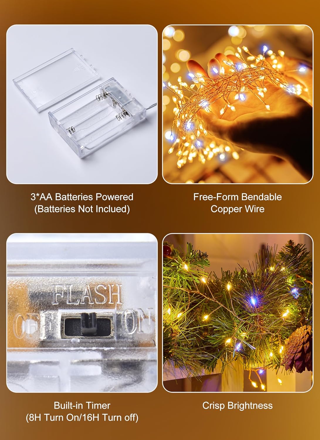 Twinkle Lights Battery Operated – IP67 Waterproof Garland for Patio Tables and Garden Evening Dinners