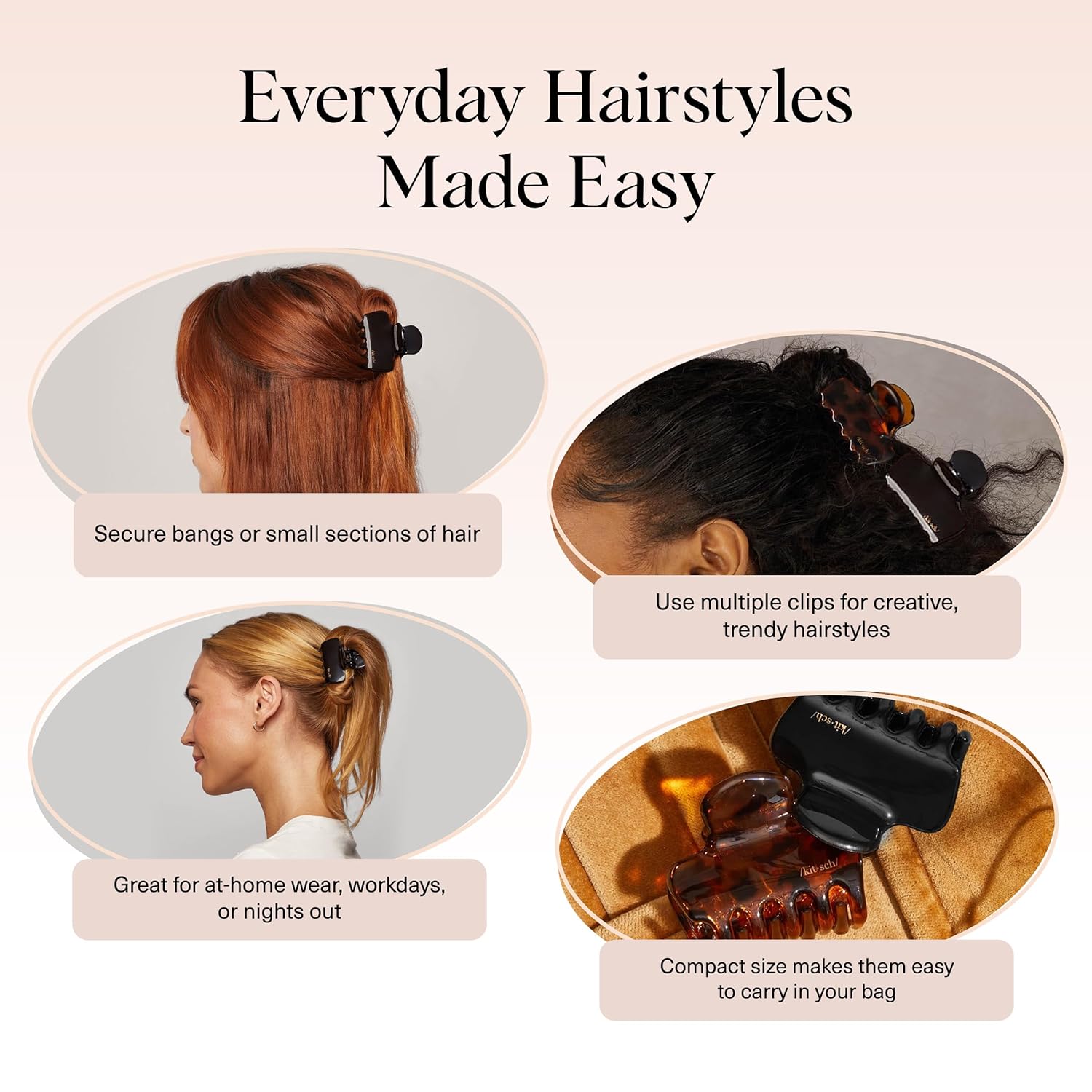 twist-and-clip mechanism enabling fast half-up or full updo styling