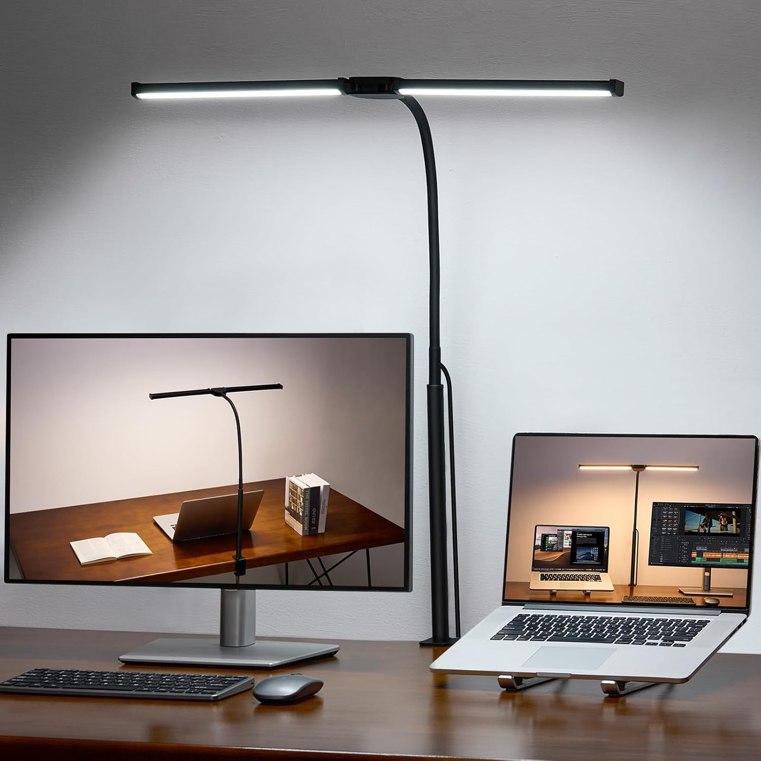 two 180° adjustable led light heads for broad and focused coverage