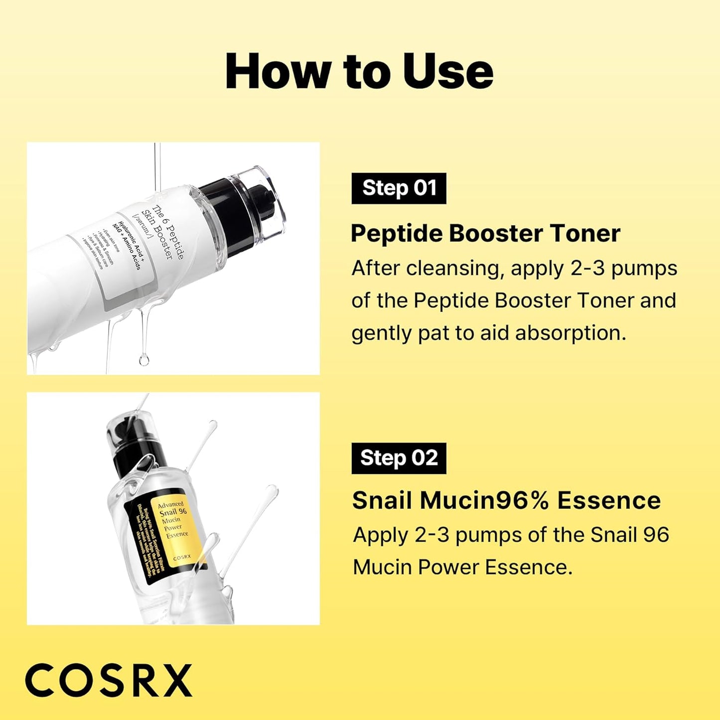 two available set variants: snail 96% peptide set (b0d663vwfc) and niacinamide 15% peptide set (b0d66rlzhz) for different skin goals