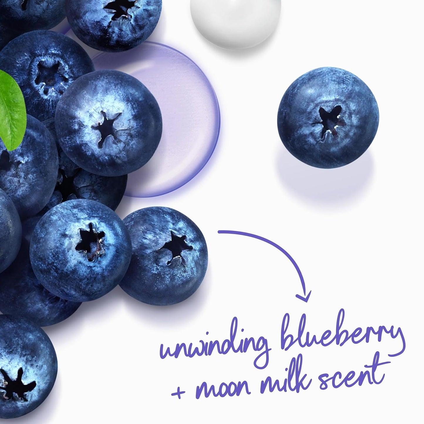 two calming scent variants: blueberry & moon milk and chamomile