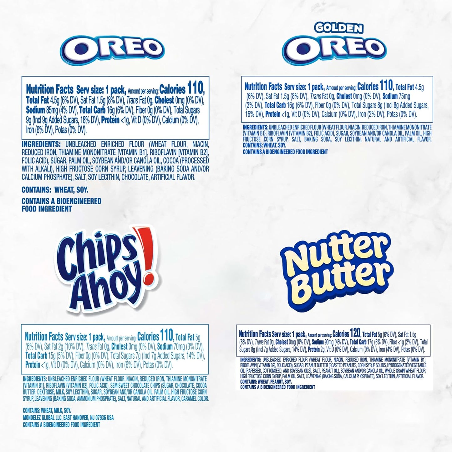 two cookies per pack for pre-portioned, calorie-aware snacking