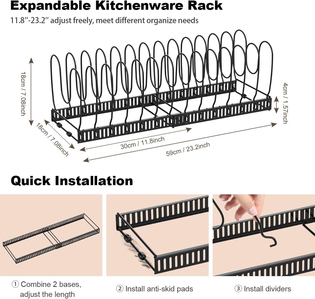 two diy assembly modes: single expandable organizer or two independent racks