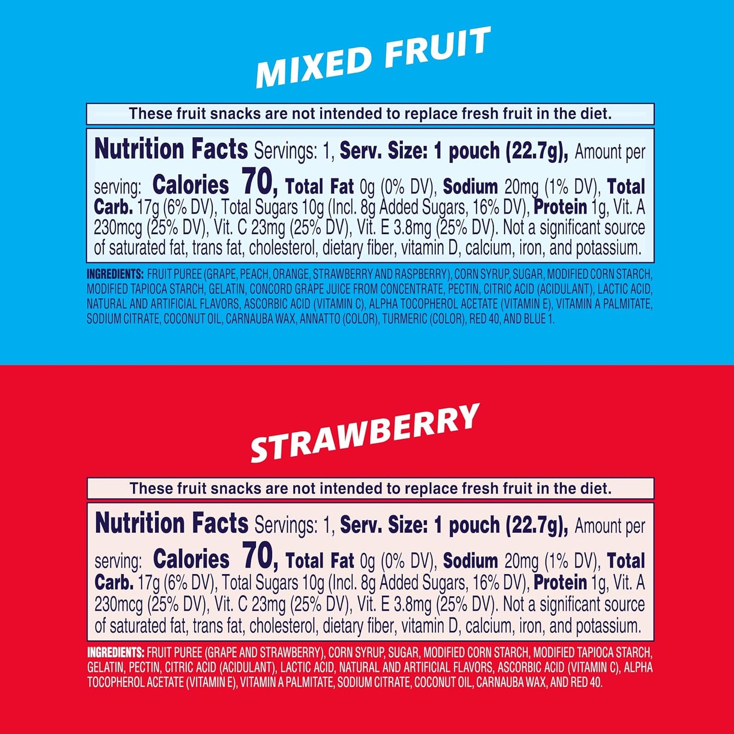 two-flavor variety: mixed fruit and strawberry