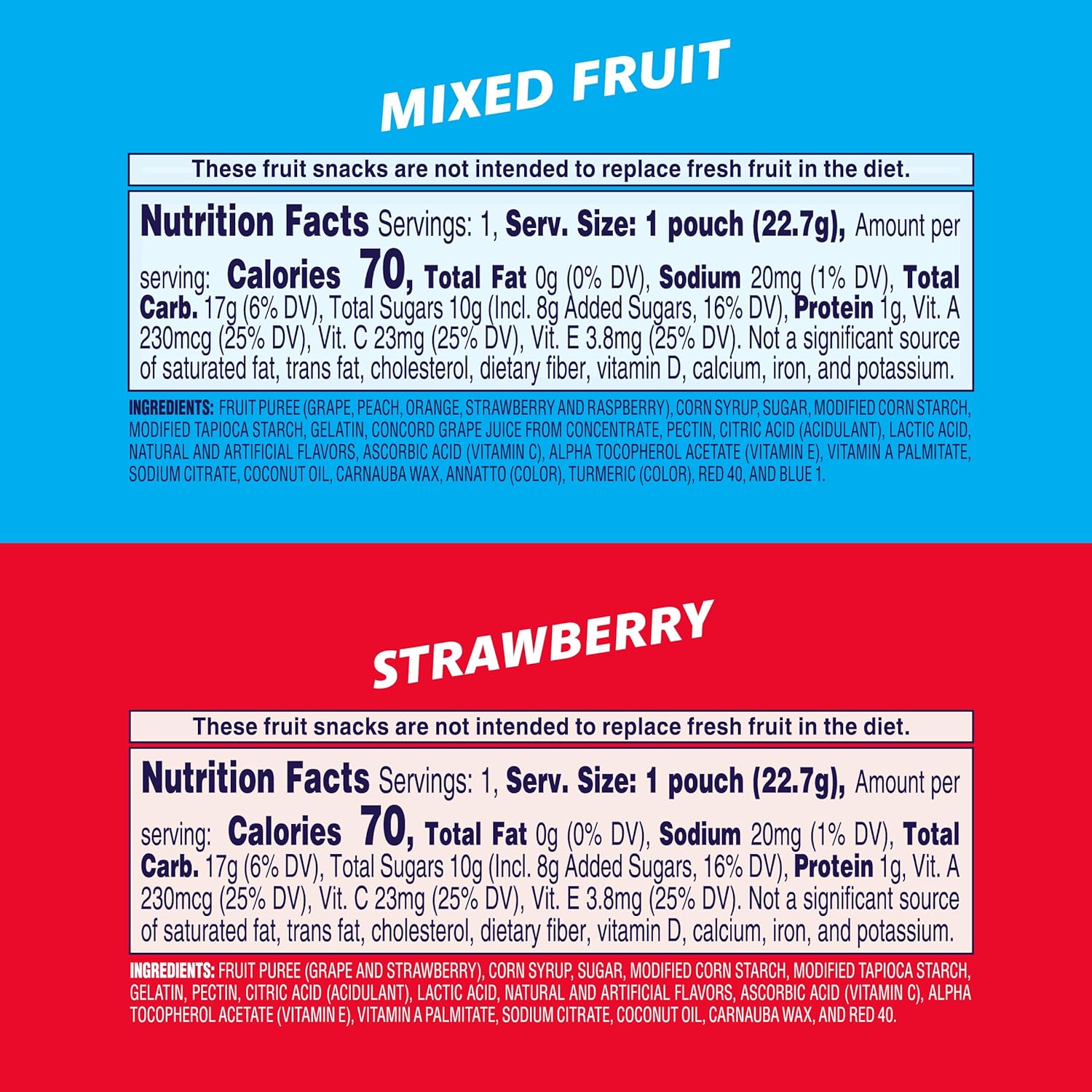 two-flavor variety: mixed fruit and strawberry