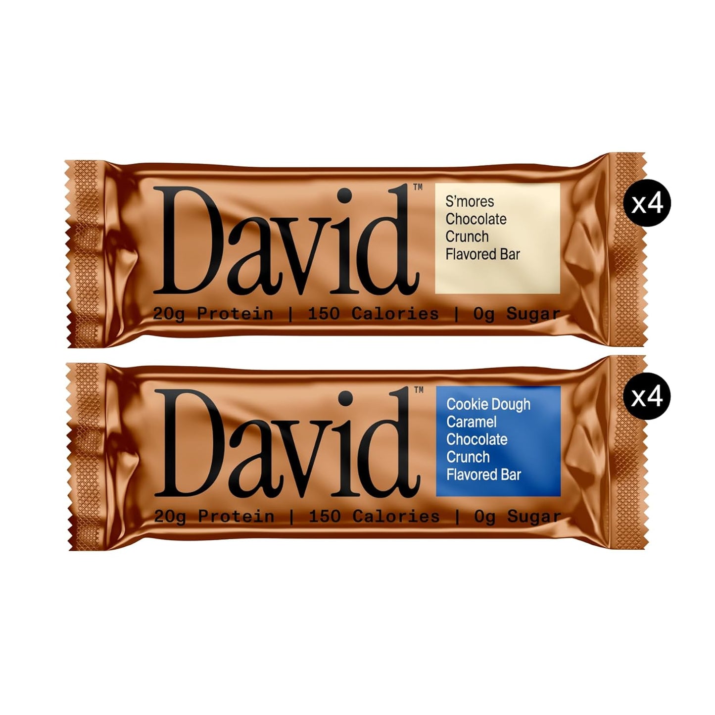 two-flavor variety pack (cookie dough caramel chocolate crunch and s'mores chocolate crunch) in single-serve wrappers