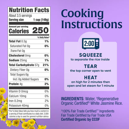 two-ingredient clean label: organic jasmine rice and water