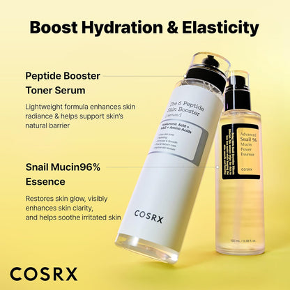 two-product regimen: peptide booster serum + snail 96 essence applied in sequence