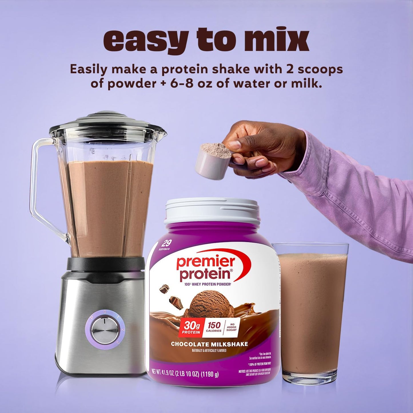 two size tiers (≈1.5 lb / 17 servings and ≈2.5 lb / larger tub) plus a café latte + caramel macchiato bundle