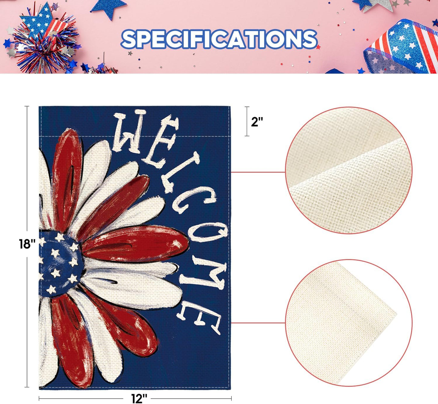 two size variants: 12x18 inch garden flag and 28x40 inch house flag