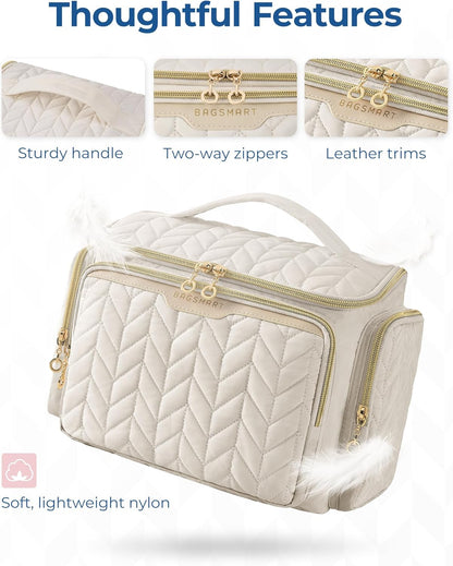 two-way zippers with wide-open design and integrated carry handle