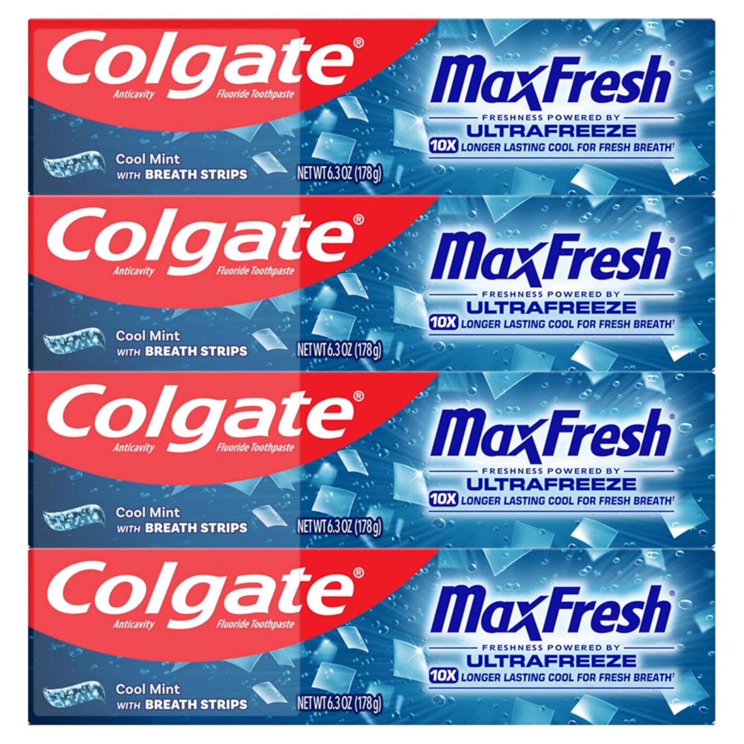ultrafreeze technology delivering 10x longer-lasting cool vs. regular colgate fluoride toothpaste