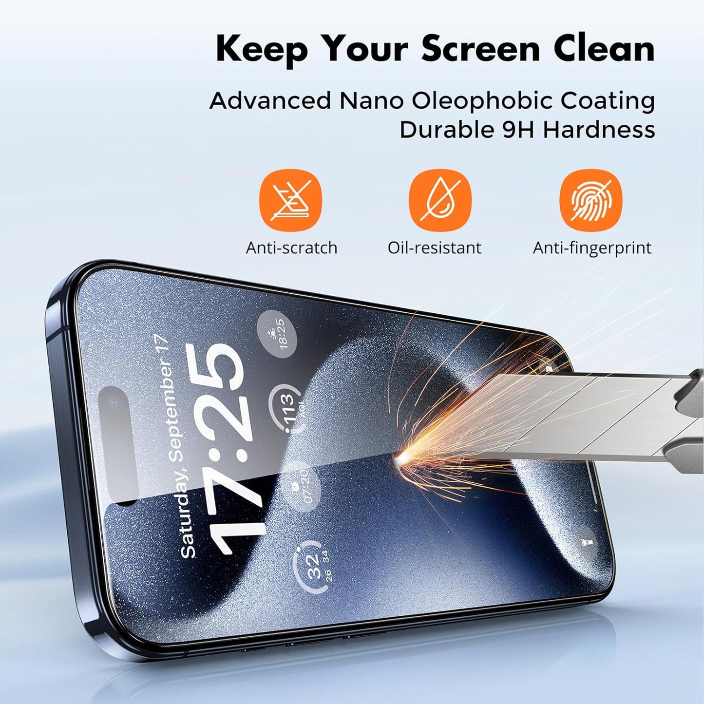UNBREAKcable Shatterproof Tempered Glass Screen Protector for iPhone 15 Pro Max 6.7" – 3-Pack 9H Drop Protection for Daily Commute and Gym Bag Safety