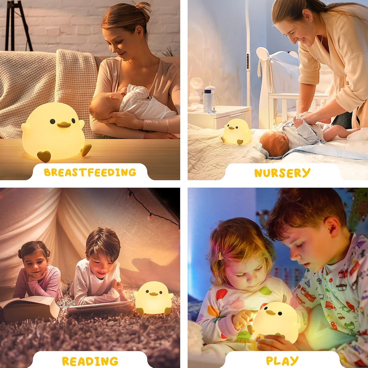 UNEEDE Silicone Kids Night Light – Cuddly Animal Toddler Lamp for Nursery and Bedroom, Squishy Rechargeable Bedside Light