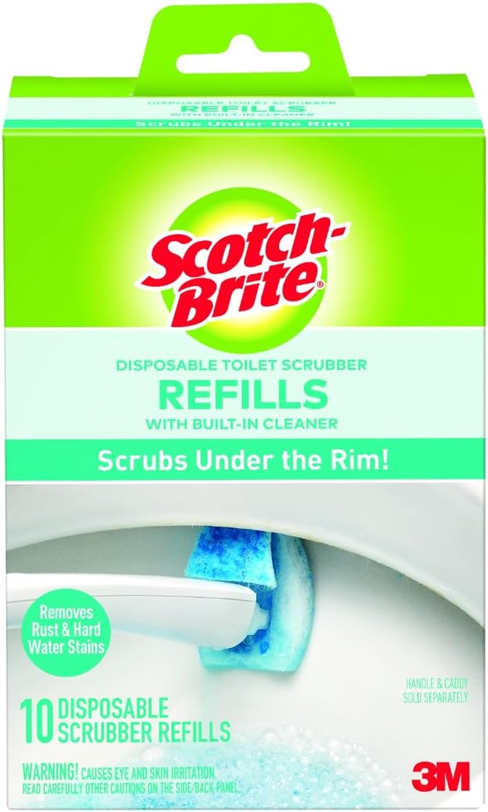 uniquely angled refill head engineered to access under-rim stains