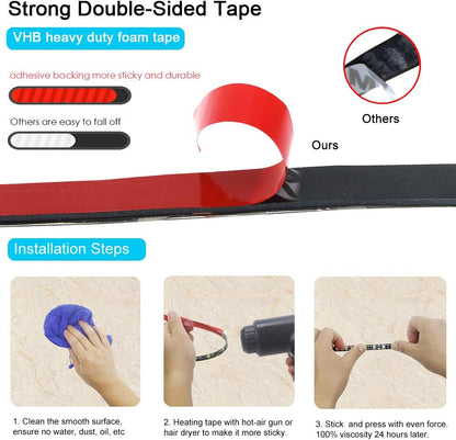 upgraded vhb heavy duty foam mounting tape (heat-activated for stronger bond)