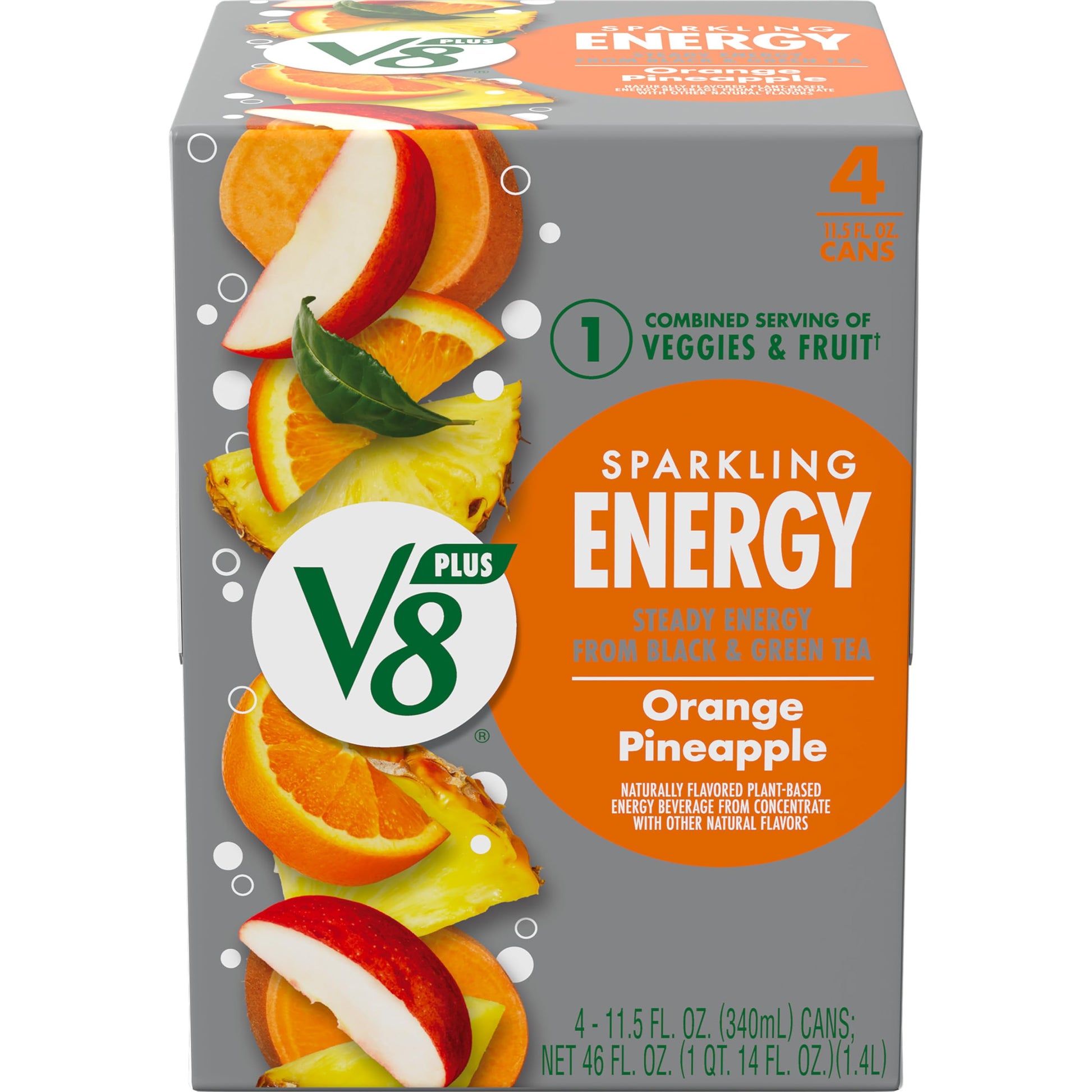 V8 +Energy Sparkling Strawberry Kiwi – Veggie and Fruit Serving Plus Calm Clean Energy for Self-Care Days