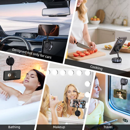 Vacuum Magnetic Suction Phone Holder – Heat-Resistant Magnetic Car Phone Mount for Hot and Cold Climates, Black